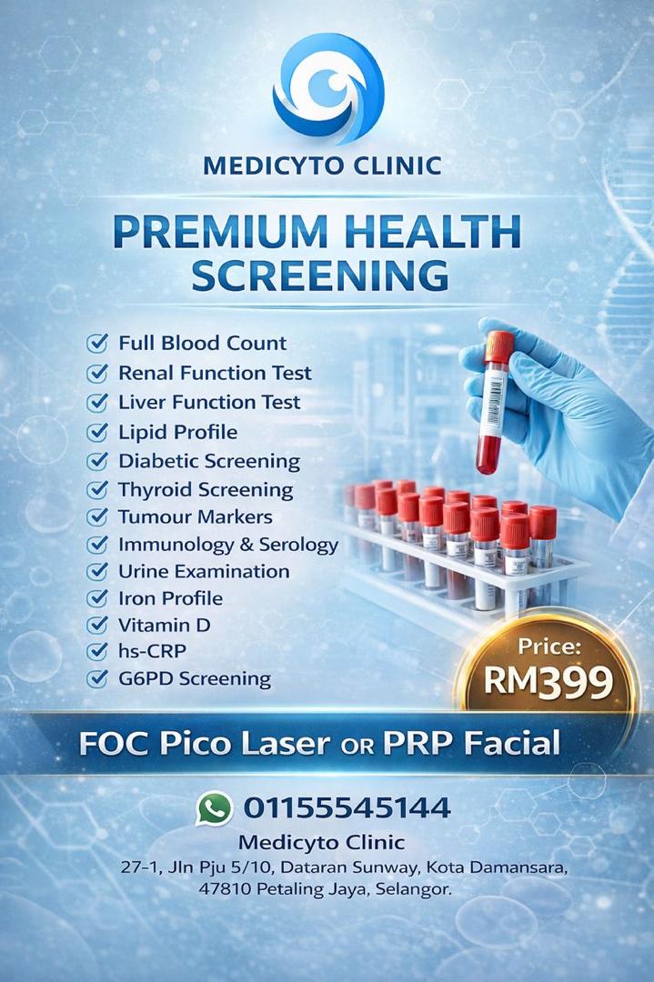 Medicyto Clinic Premium Health Screening package brochure