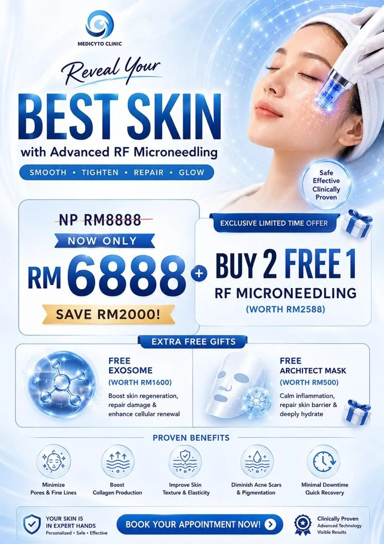 RF Microneedling package promotion at RM6,888 with a buy two free one offer