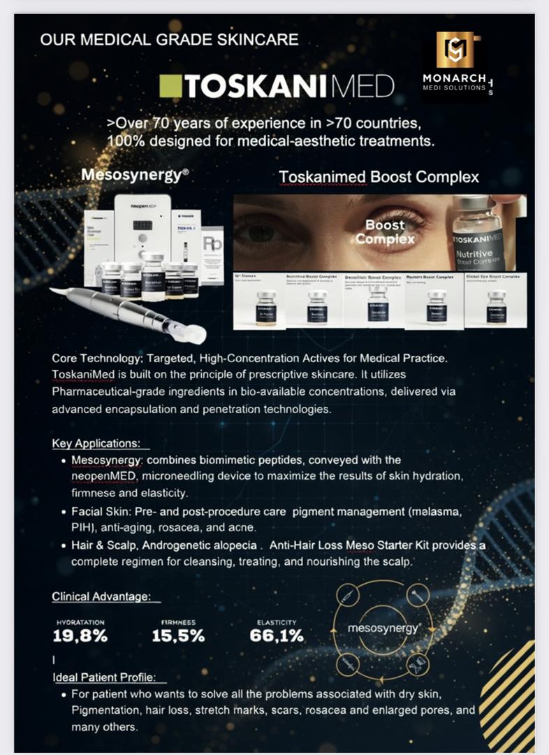 TOSKANI MED medical-grade skincare product-line information