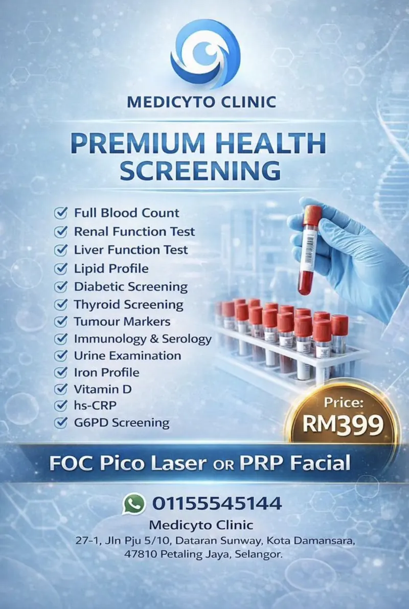 Premium Health Screening — 13 Blood Tests, Price RM399